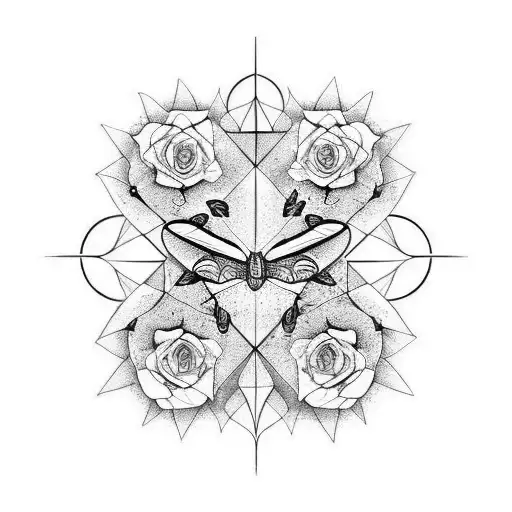 Butterflies Around Roses With The Sun And Moon