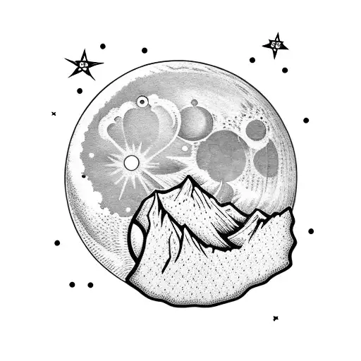 Moon With An Eye And Mountains