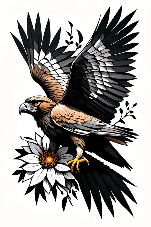 Geometric Red Tailed Hawk Flower