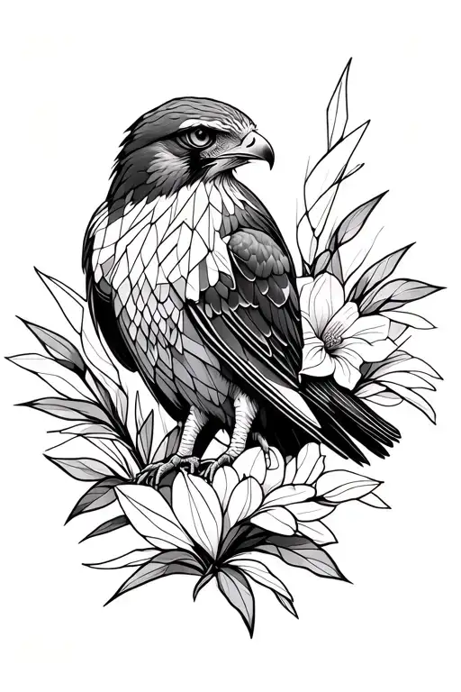 Feminine Geometric Red Tailed Hawk Narcissus Flower