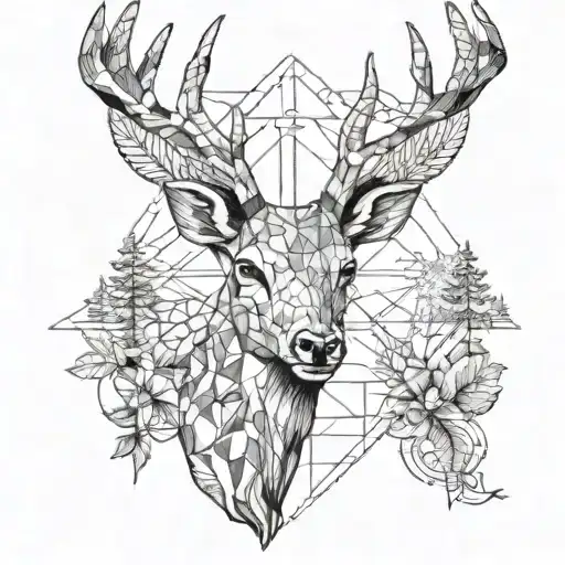 Adam's Hand And Deer And Forest And Brain