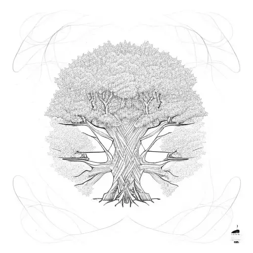 Roots Of Tree On Bottom And As It Going Up The Middle Of Tree Is Dna Symbol