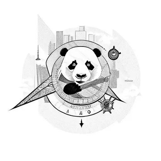 A Panda With A Compass And The Toronto Skyline