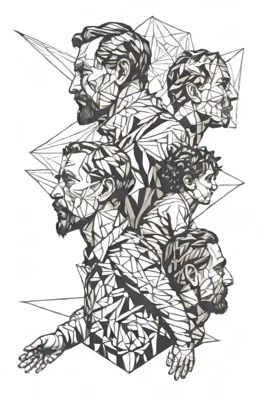 Father And Two Children Blowing Away Like Sand In The Wind