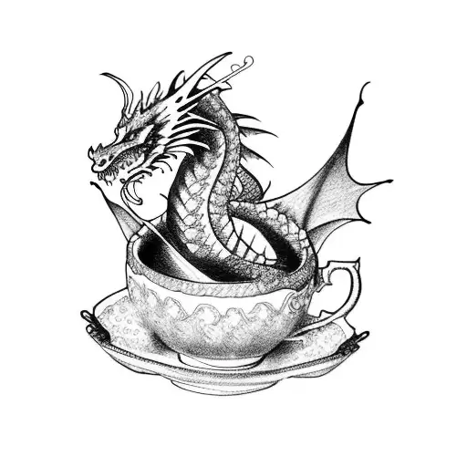 Dragon Curled Around A Teacup
