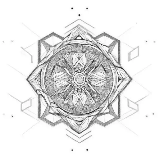 An Intricate Black And Grey Diamond Surrounded By A Laurel Wreath