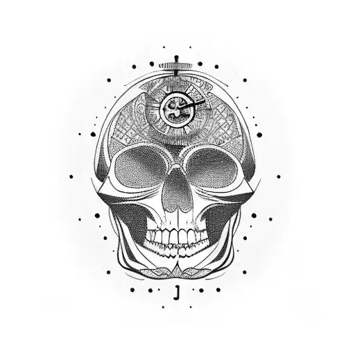 Memento Mori Straight Line Design With Some Sort Of Time Reference Or Clock