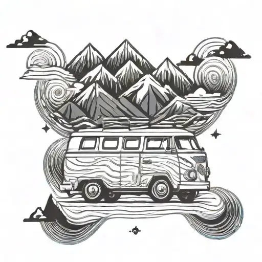 Campervan Ocean Wave Mountain