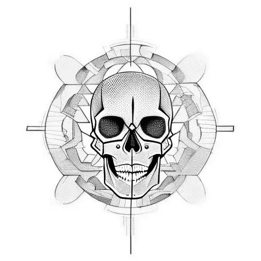 Skull With Sci Fi Geometric Shapes Behind It