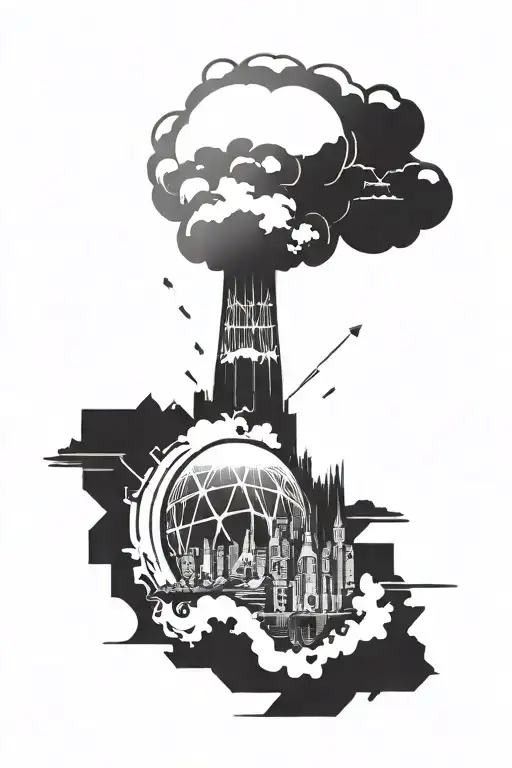 A Nuclear Explosion Mushroom Cloud Destroying A City