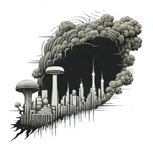 A Nuclear Explosion Mushroom Cloud Destroying A City