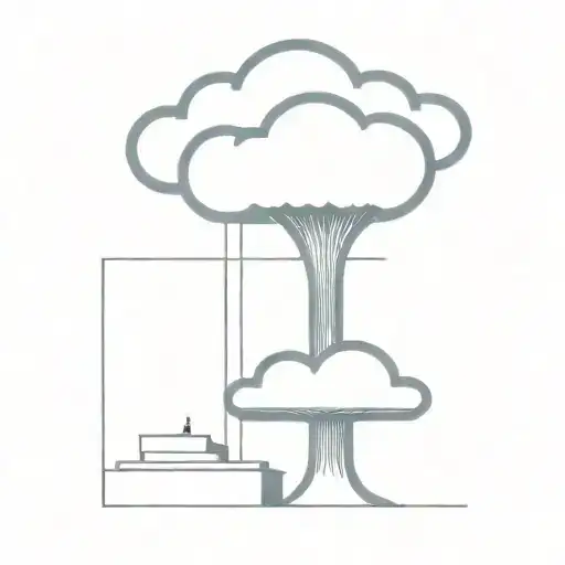 An Abstract Nuclear Explosion Mushroom Cloud Destorying A Major City In An Abstract Black Line Frame