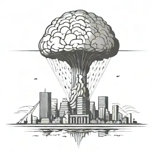 An Abstract Nuclear Explosion Mushroom Cloud Destroying A Major City