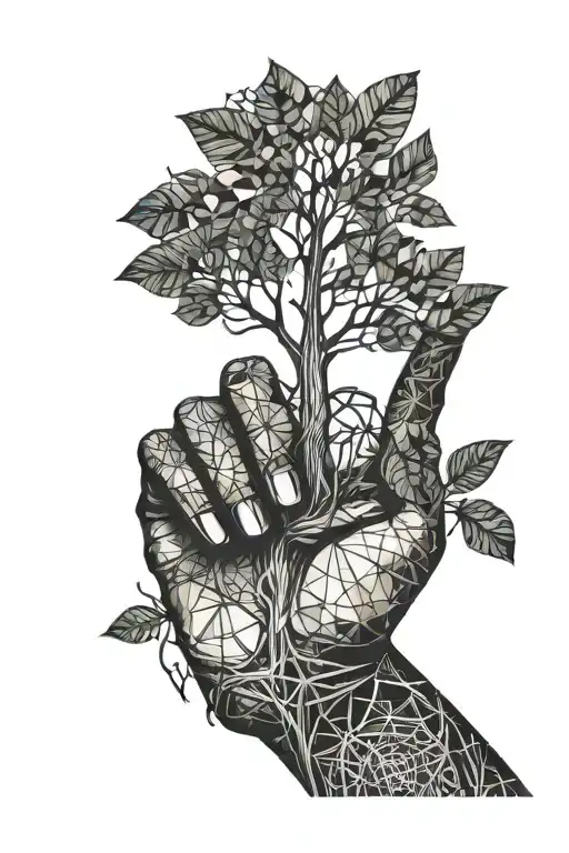 Hand Holding A Tree