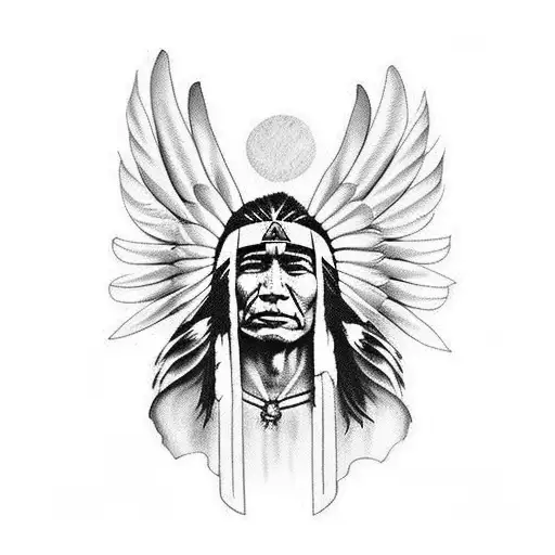 Simple Native American With Angel Wings And A Halo