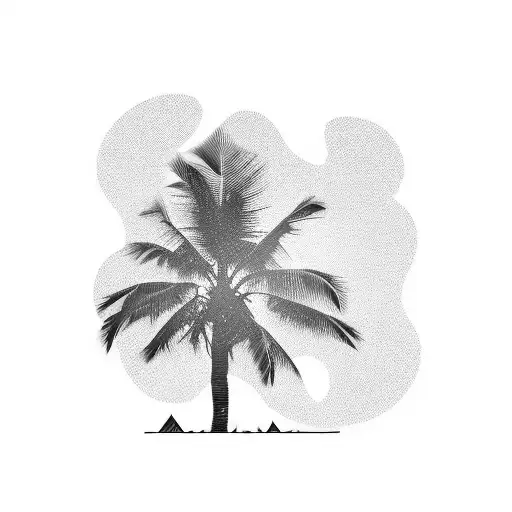 A Minimalist Palm Tree Silhouette Against A Setting Sun