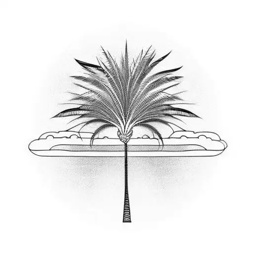 A Minimalist Palm Tree Silhouette In Fine Line