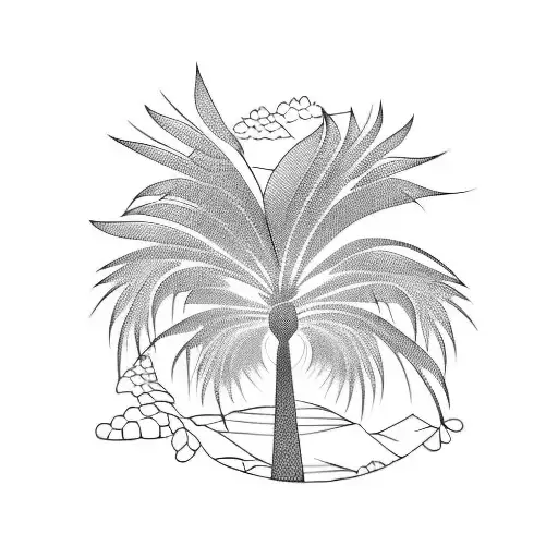 Palm Tree Silhouette Fine Line