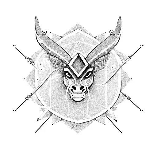 A Whimsical Sketch Of A Sagittarius Sign Blended With A Carpe Thoi Symbol