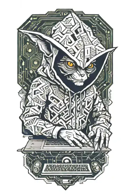 Gremlin Hacker Wearing A Hoodie Using A Laptop Circuit Board