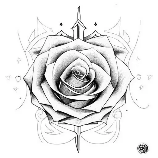 Sword Shape Like Rose And Love