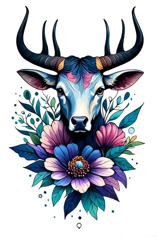 Taurus Zodiac Sign And April Birth Flower Water Color