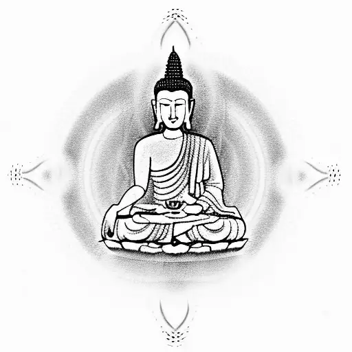 Meditating Buddha Over 7 Chakras Mandala