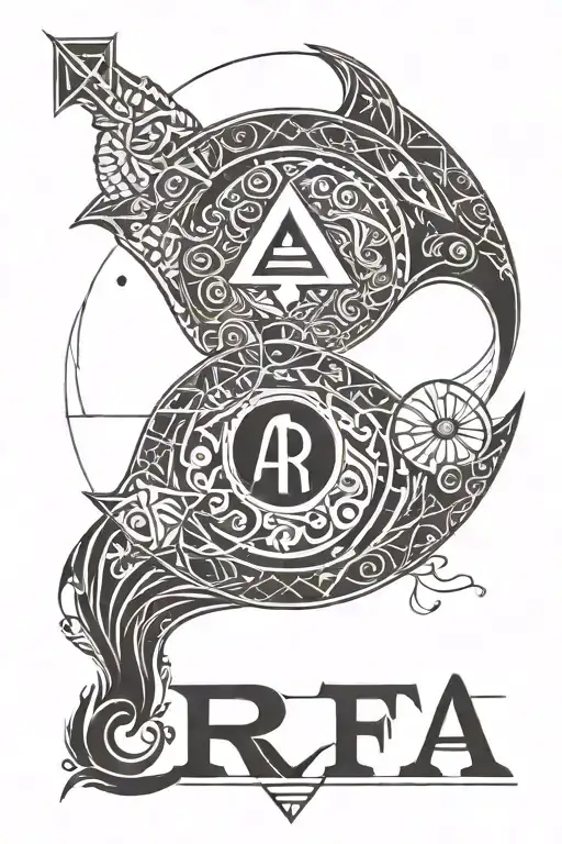 Letter A And R Yin Yang Incorporate To Arrow Weapon