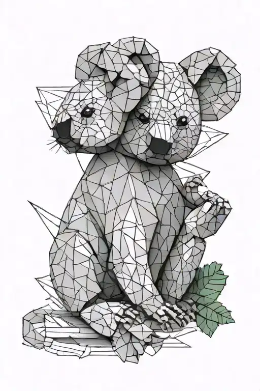 Koala With A Baby Koala In Its Back Constructed From Lego