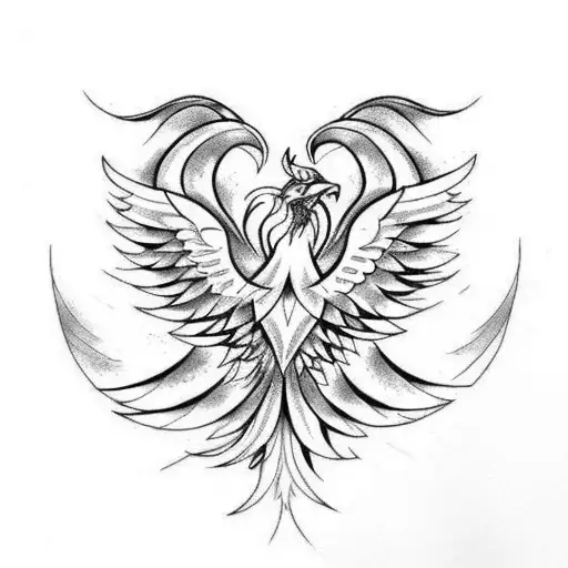 A Tattoo Of A Gothic Phoenix Rising From Ashes