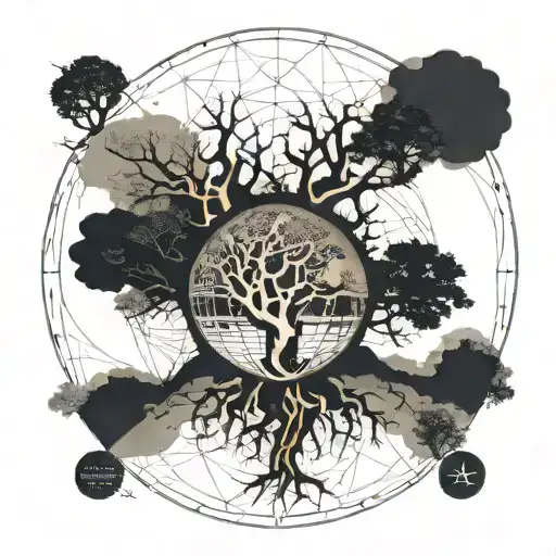Tree Where The Roots Cover The Earth Globe