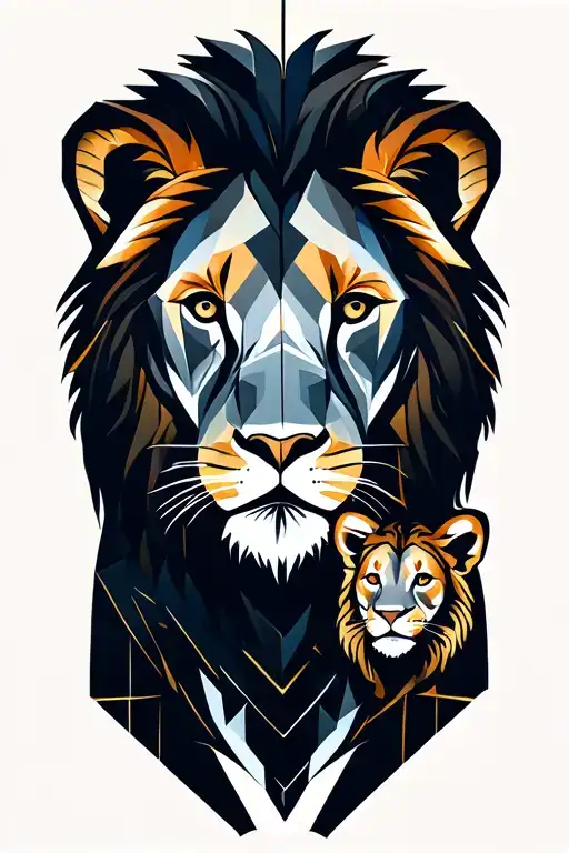 Lion And Cub Geometric Forearm