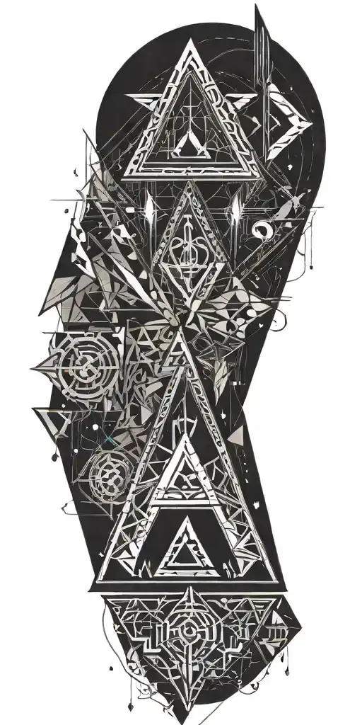 Create A Geometric Design With Large Triangles Connected With Elements Of Horizon Zero Dawn