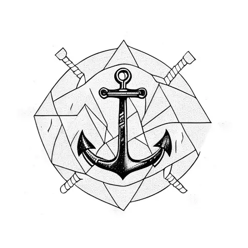 Anchor With The Rope Around It Forming The Letters T And C