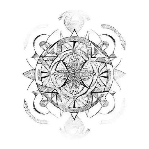 Wind Rose In Polynesian Patterns