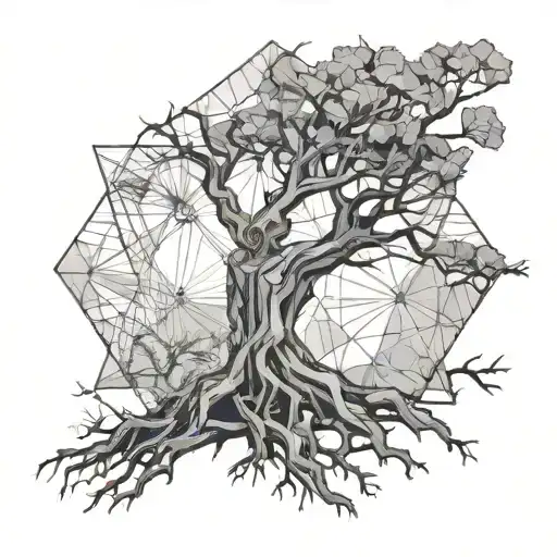 Dead Tree And Man Figure Standing