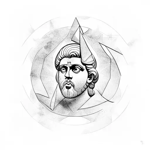 Abstract Piece Involving Plato And Lady Justice