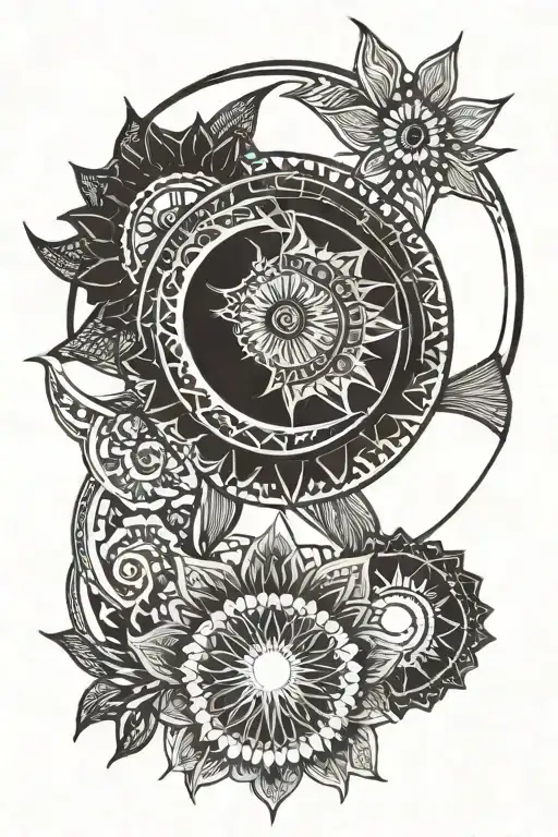 Mandala Moon And Sun