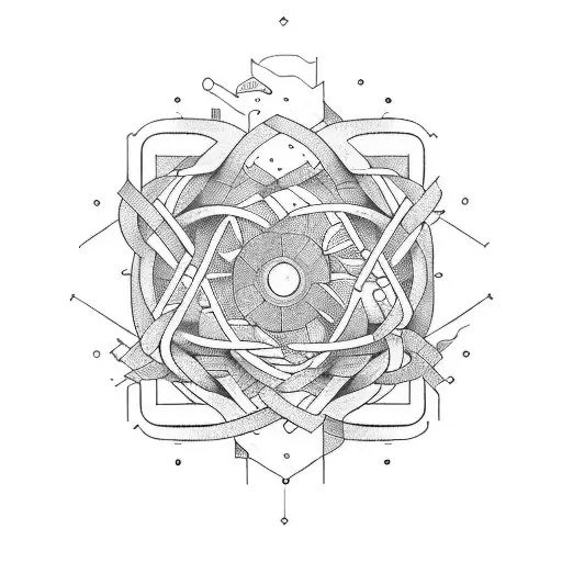 An Engineer's Tools Intertwined With Elements Of Nature In Dotwork Style