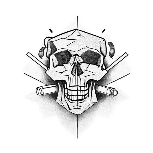 Skull With Guns On A Band