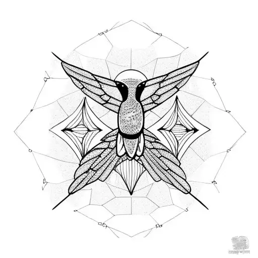 Hummingbird With Geomeyrical Art