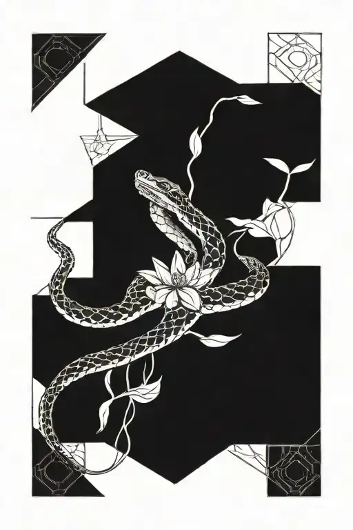Snake With Lilies