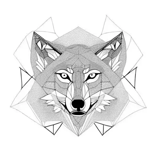 Wolf Silhouette In A Geometric Pattern