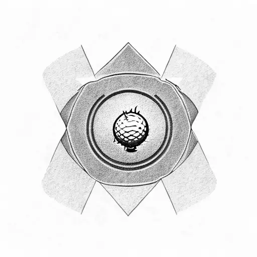 Golf Green From Above With A Flag Hole And Ball