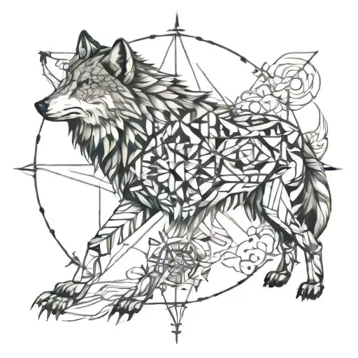 Wolf And Compass Design