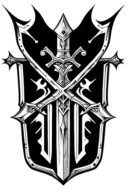 Sword And Shield Cross Royalty