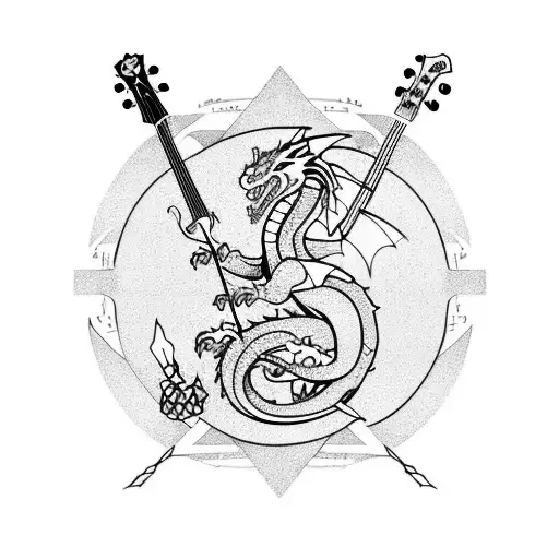 Dragon Playing An Acoustic Guitar