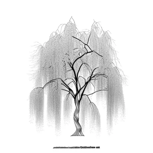 Weeping Willow Tree Black An White Dark Purple Highlights