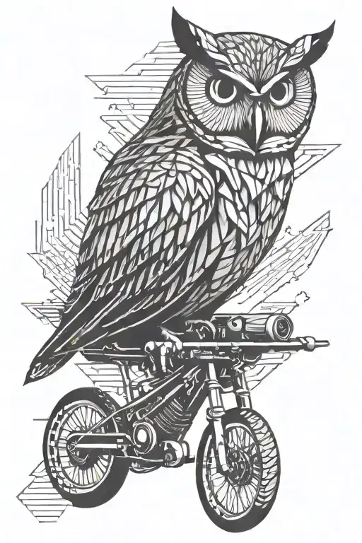 Owl And Motocycle Tread Imprints