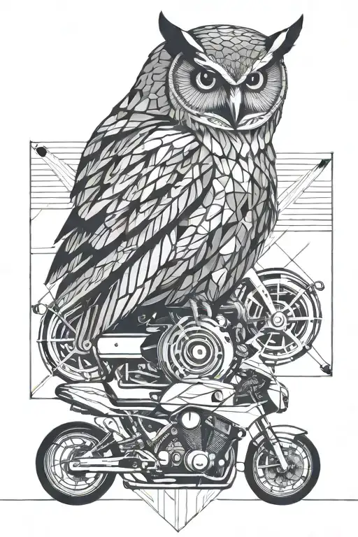Owl And Racing Motorcycle Engine